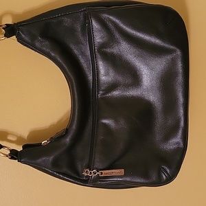 Genuine leather black shoulder bag